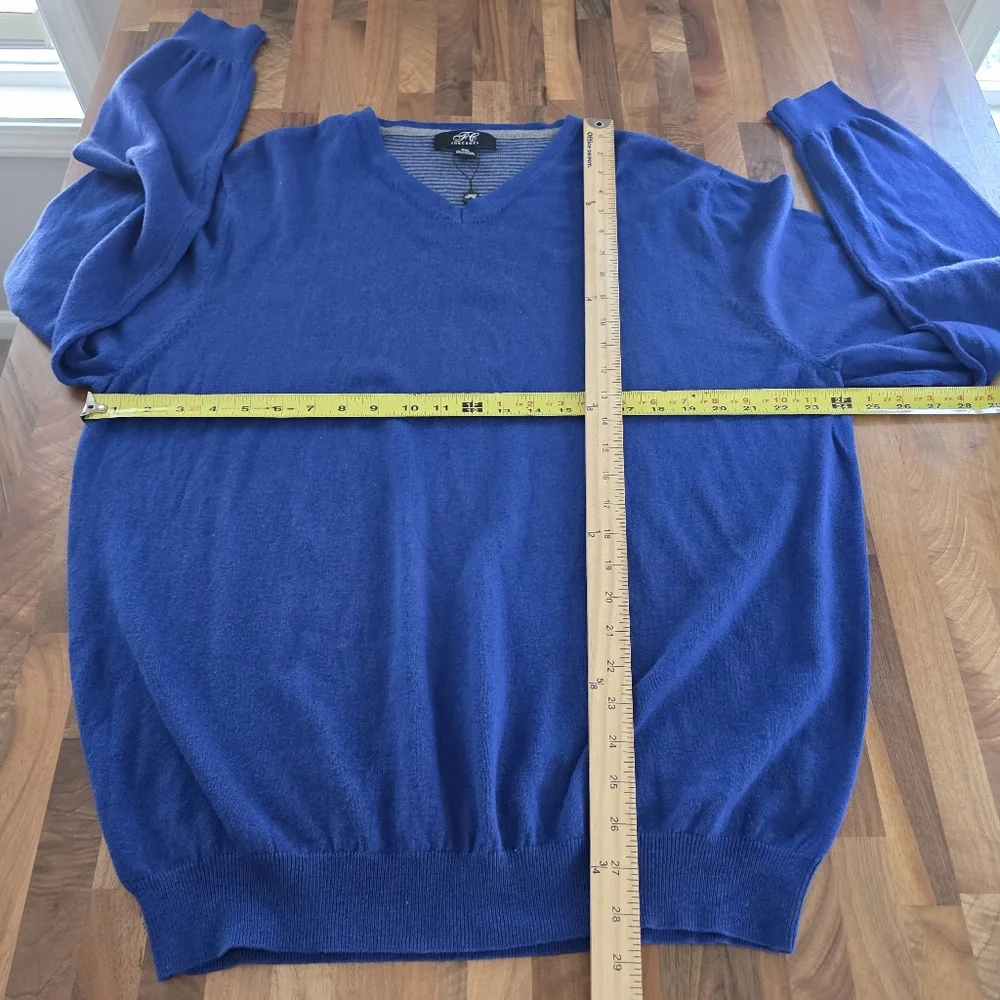 Foxcroft V-Neck Long Sleeve Cashmere Blend Blue Knit Stretch Sweater Sz XXL‎ NWT